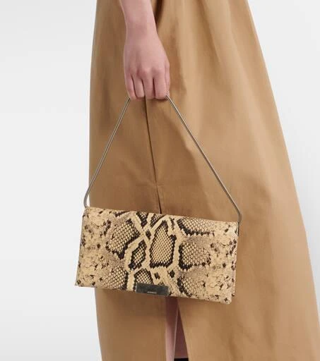 Jil Sander Carnet snake-effect leather clutch 6