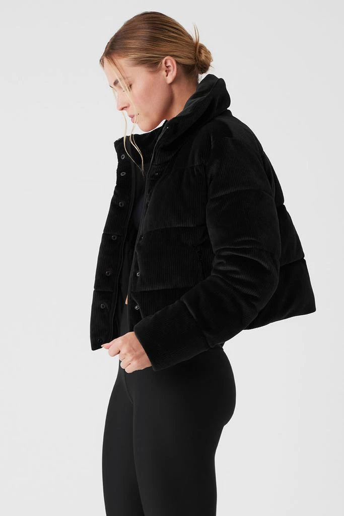 Alo Ribbed Velour Gold Rush Puffer - Black 3