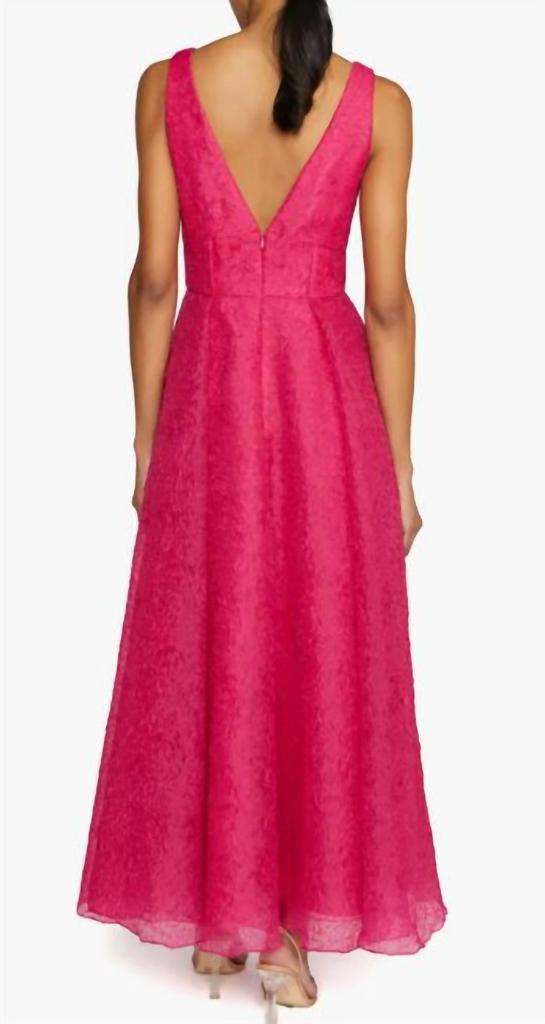 Monique Lhuillier Ml Monique Lhuillier - Giselle Textured V Neck Midi Dress