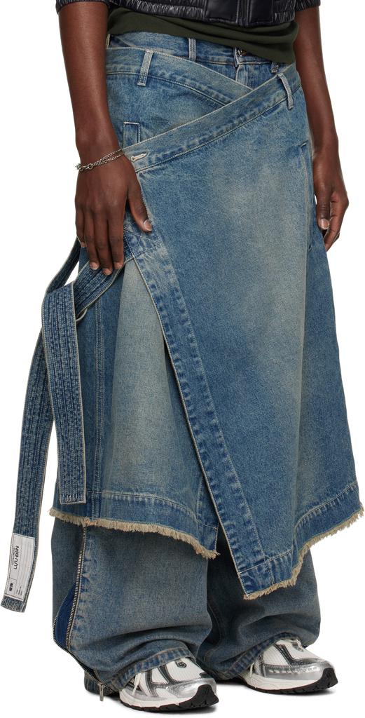 LU'U DAN Blue Apron Denim Skirt