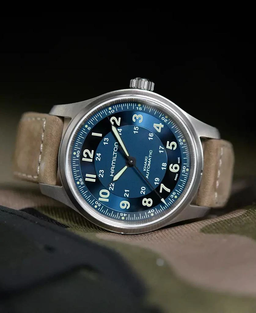 Hamilton Men's Swiss Automatic Khaki Field Brown Leather Strap Watch 42mm 7