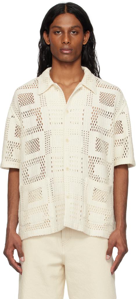 Solid Homme Off-White Open-Knit Shirt