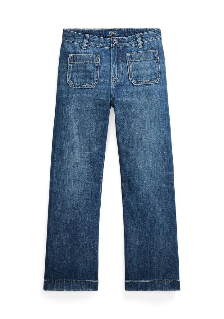 Ralph Lauren Girls 7-16 Logo Wide Leg Jeans