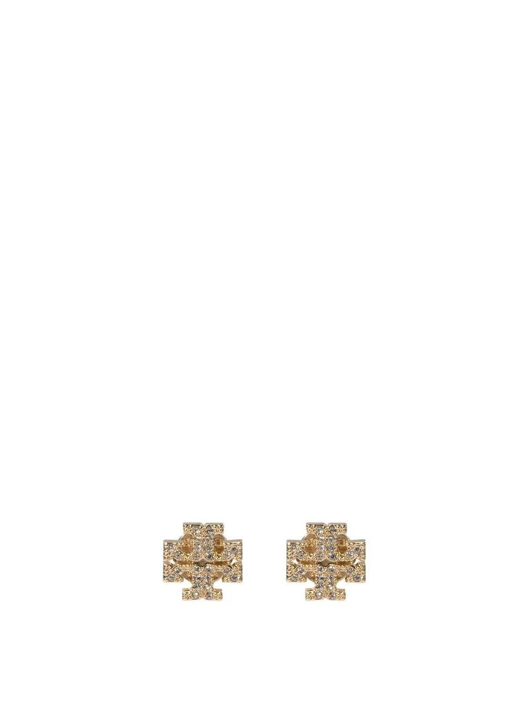 Tory Burch GOLD-TONE CRYSTAL LOGO STUD EARRINGS 1