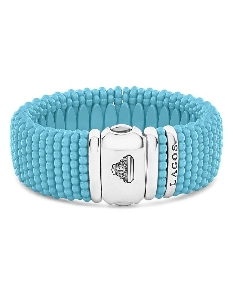 LAGOS Sterling Silver Caviar Blue Ceramic Statement Bracelet 5