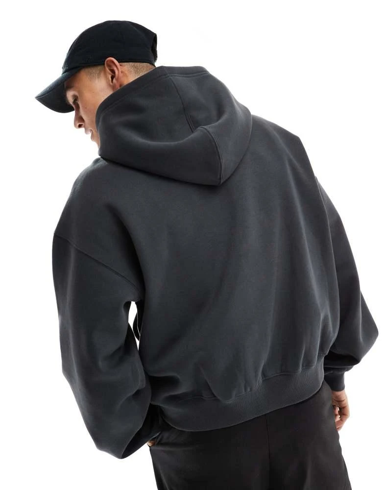 Weekday Weekday boxy fit zip through hoodie in off-black 3