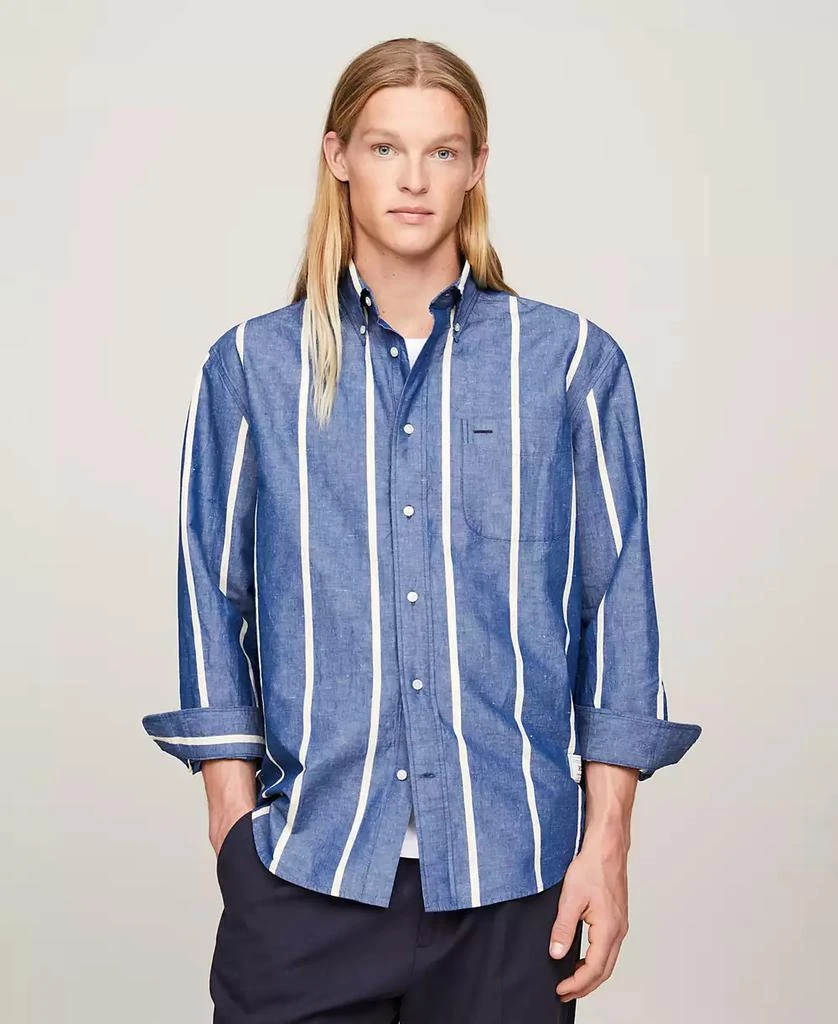 Men's Regular-Fit Space Stripe Shirt  On Sale Now with Up to 66% Off |  Discover Exclusive Deals & Savings at BeyondStyle  Authentic Tommy Hilfiger  men's clothing & accessories|shirt|Men|casual button up