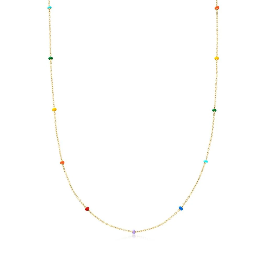 RS Pure RS Pure by Ross-Simons Italian Rainbow Enamel Bead Station Necklace in 14kt Yellow Gold 1