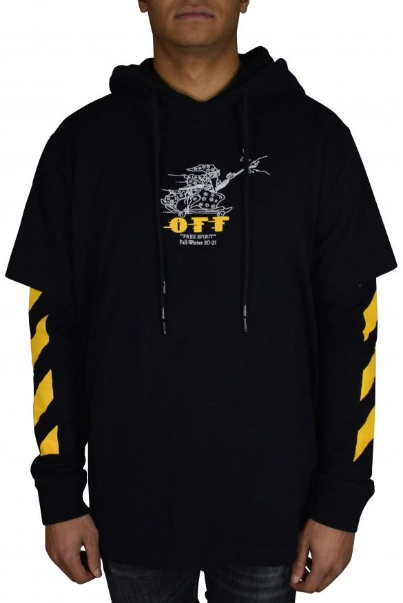 Off-White Men's luxury sweatshirt black and yellow hooded sweatshirt off white 1