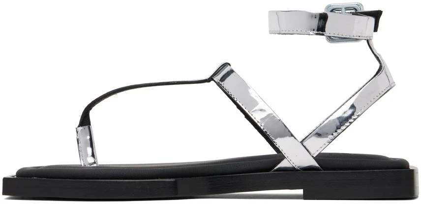 AMI Silver Patent Flat Sandals 3