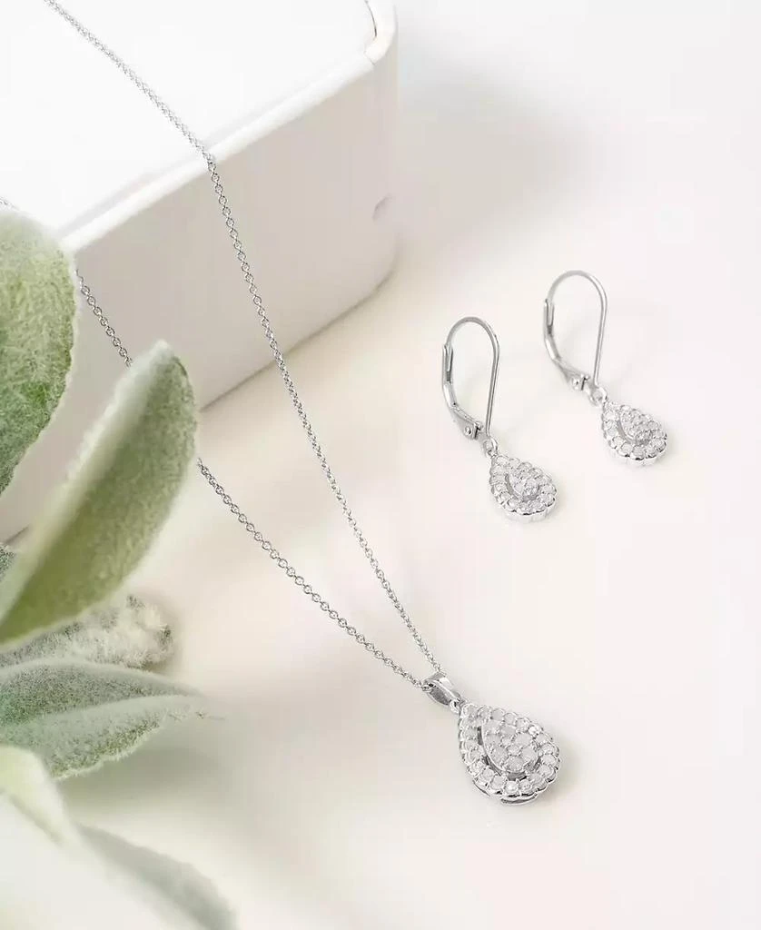 Macy's Diamond Teardrop Halo Cluster 18" Pendant Necklace (1/4 ct. t.w.) in Sterling Silver, Created for Macy's 4