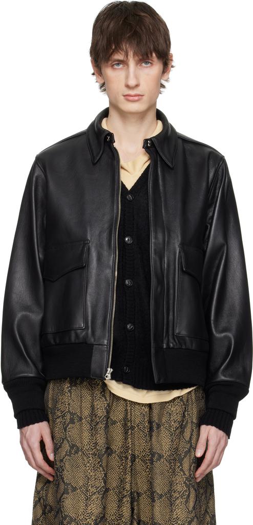 Wacko Maria Black A-2 Leather Flight Jacket