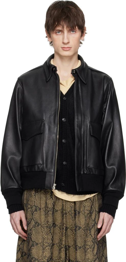 Wacko Maria Black A-2 Leather Flight Jacket 1