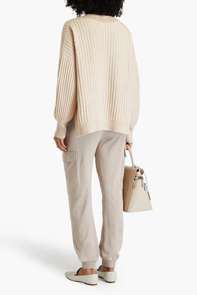 Brunello Cucinelli Sequin-embellished ribbed cashmere sweater 3