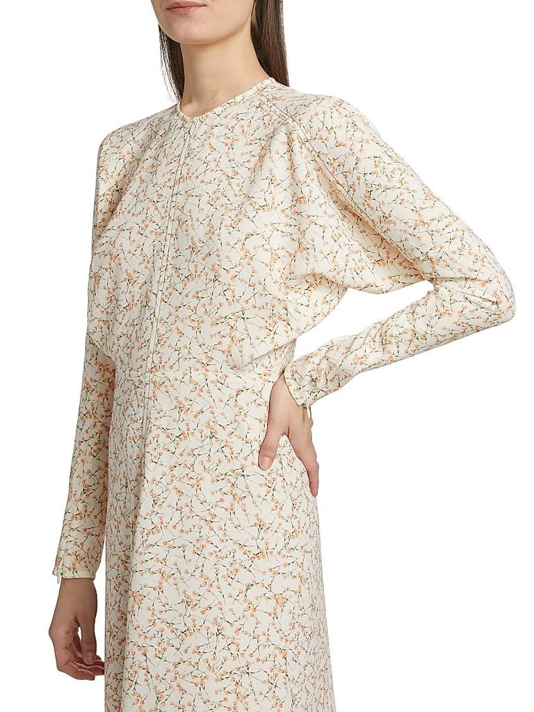 Victoria Beckham Floral Sable Cady Dolman-Sleeve Midi-Dress 6