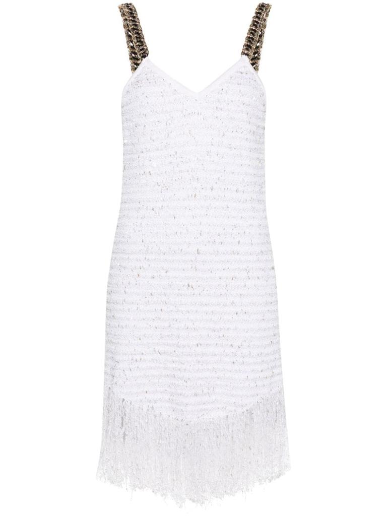 BALMAIN VESTIDO BLANCO TIRANTES CADENAS DORADAS