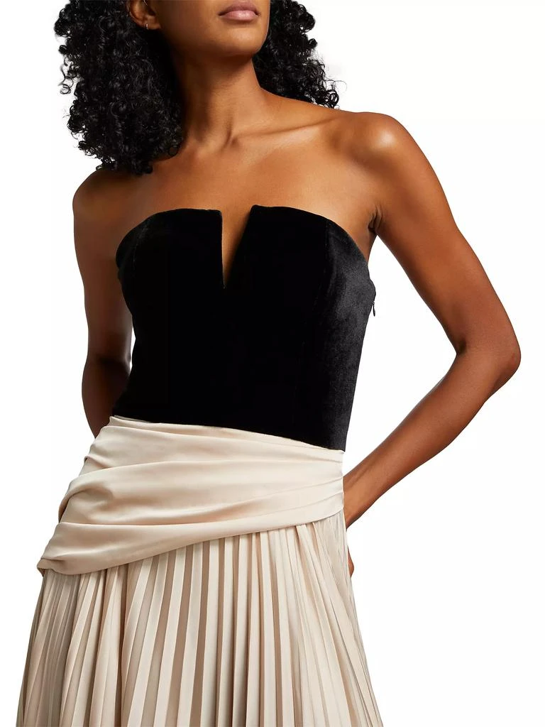 ET OCHS Tabitha Velvet &amp; Charmeuse Pleated Gown 6