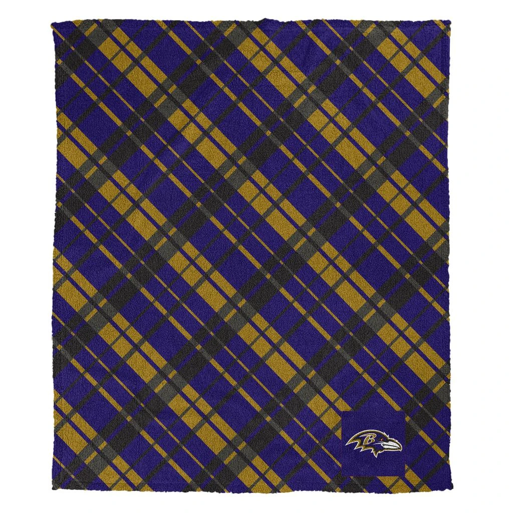 Pegasus Sports NFL Team Plaid Sherpa Logo Patch Throw 2