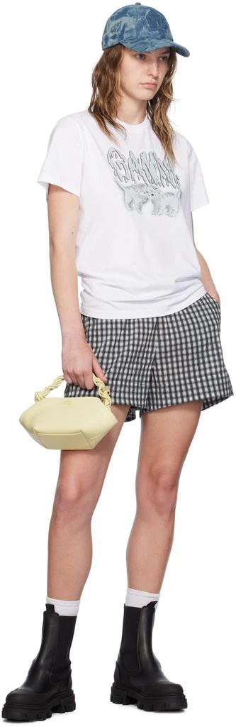 Ganni Black & White Check Shorts 4