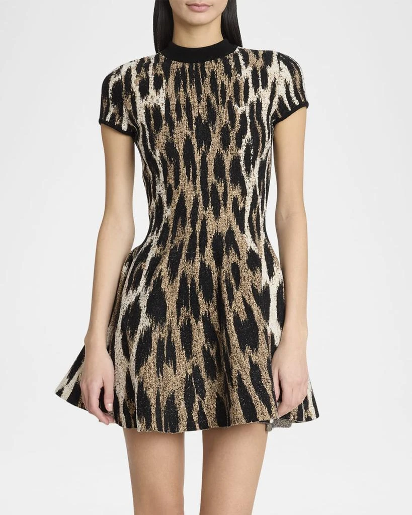 Balmain Leopard Jacquard Fit-&-Flare Mini Dress 4