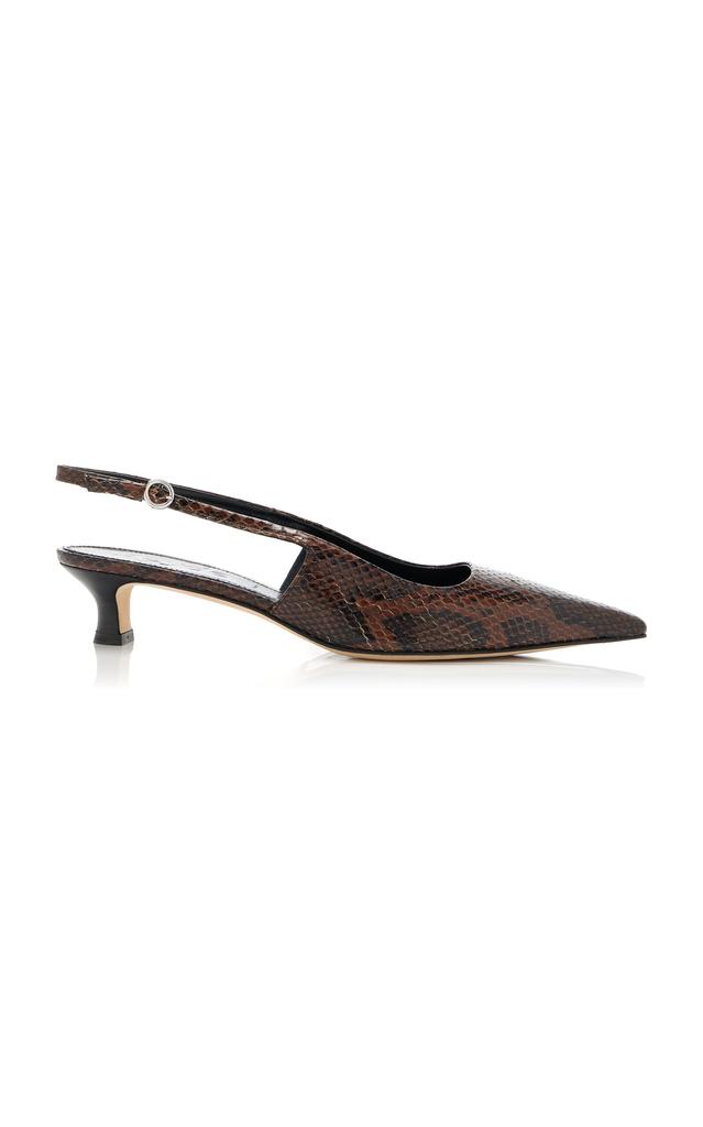 Aeyde Aeyde - Catrina Snake-Effect Leather Slingback Pumps - Brown - IT 38 - Moda Operandi