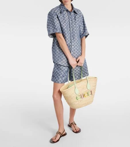 Gucci Small logo straw basket bag 5