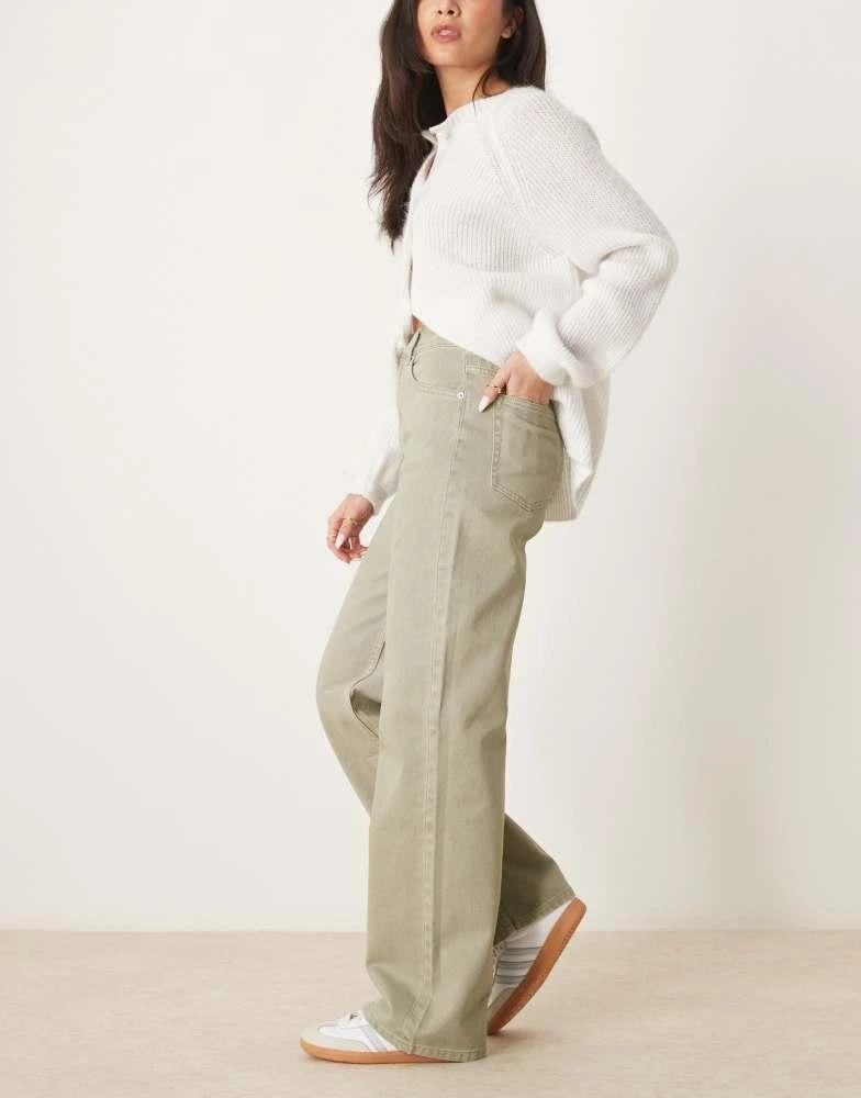 ASOS ASOS DESIGN wide leg dad jeans in khaki 3