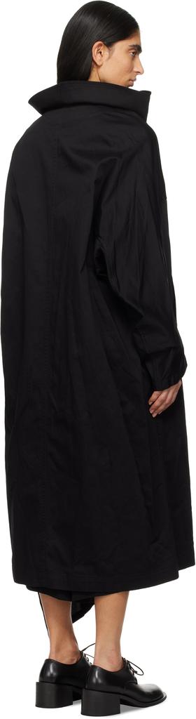 Shop Black Cotton Twill Long Cape Coat on Sale at BeyondStyle