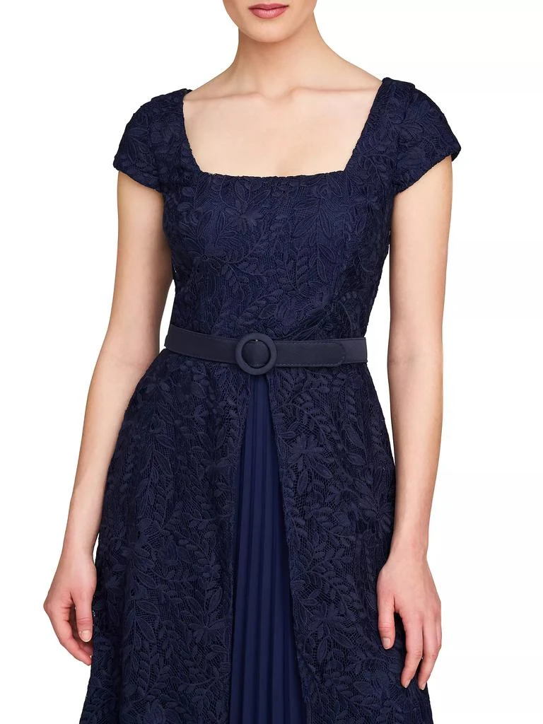 Kay Unger Claudia Lace-Chiffon Pleated Gown 7