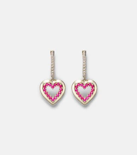 Roxanne First 14kt gold hoop earrings with diamonds and sapphires 1