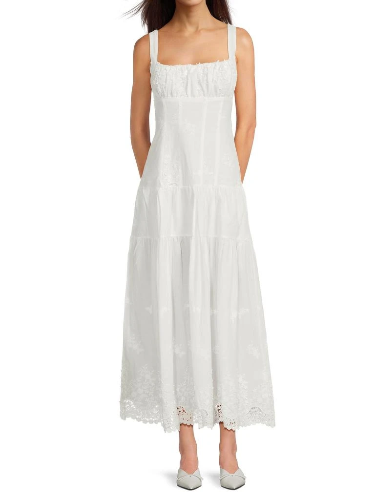 WeWoreWhat Embroidered Cotton Maxi Dress - IVORY - M