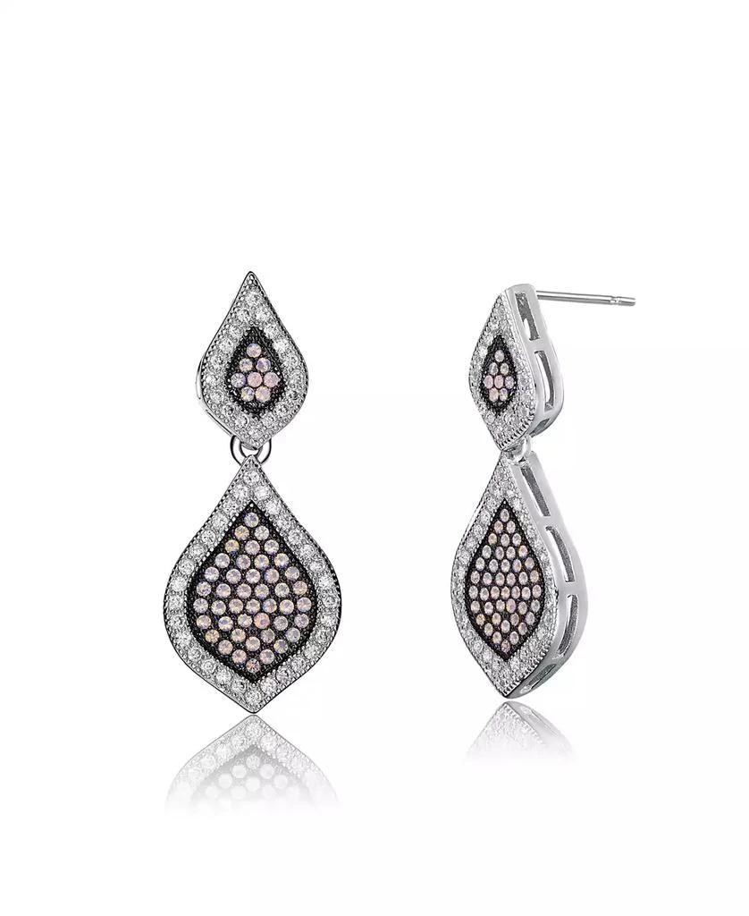 Genevive Sterling Silver Two-Tone with Clear Cubic Zirconia Pear-Shaped Drop Earrings 4