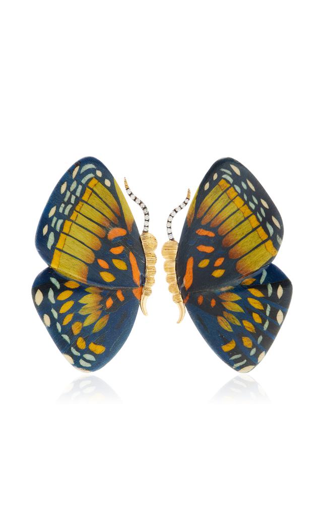 Silvia Furmanovich Silvia Furmanovich - Marquetry Wood Butterfly Earrings - Green - OS - Moda Operandi - Gifts For Her
