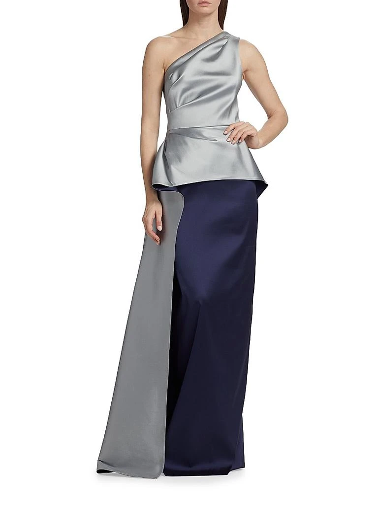 open lace back dress Teri Jon by Rickie Freeman Women's Cap Sleeve Metallic Gown - Blue