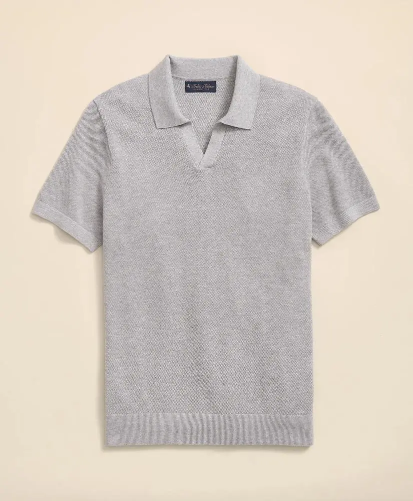 Supima® Cotton Pique Johnny Collar Sweater