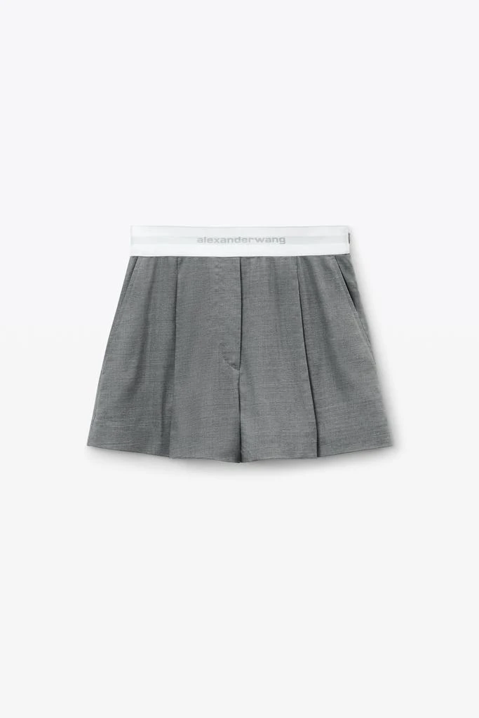 Alexander Wang High-Waist Pleated Short with Logo Elastic 2