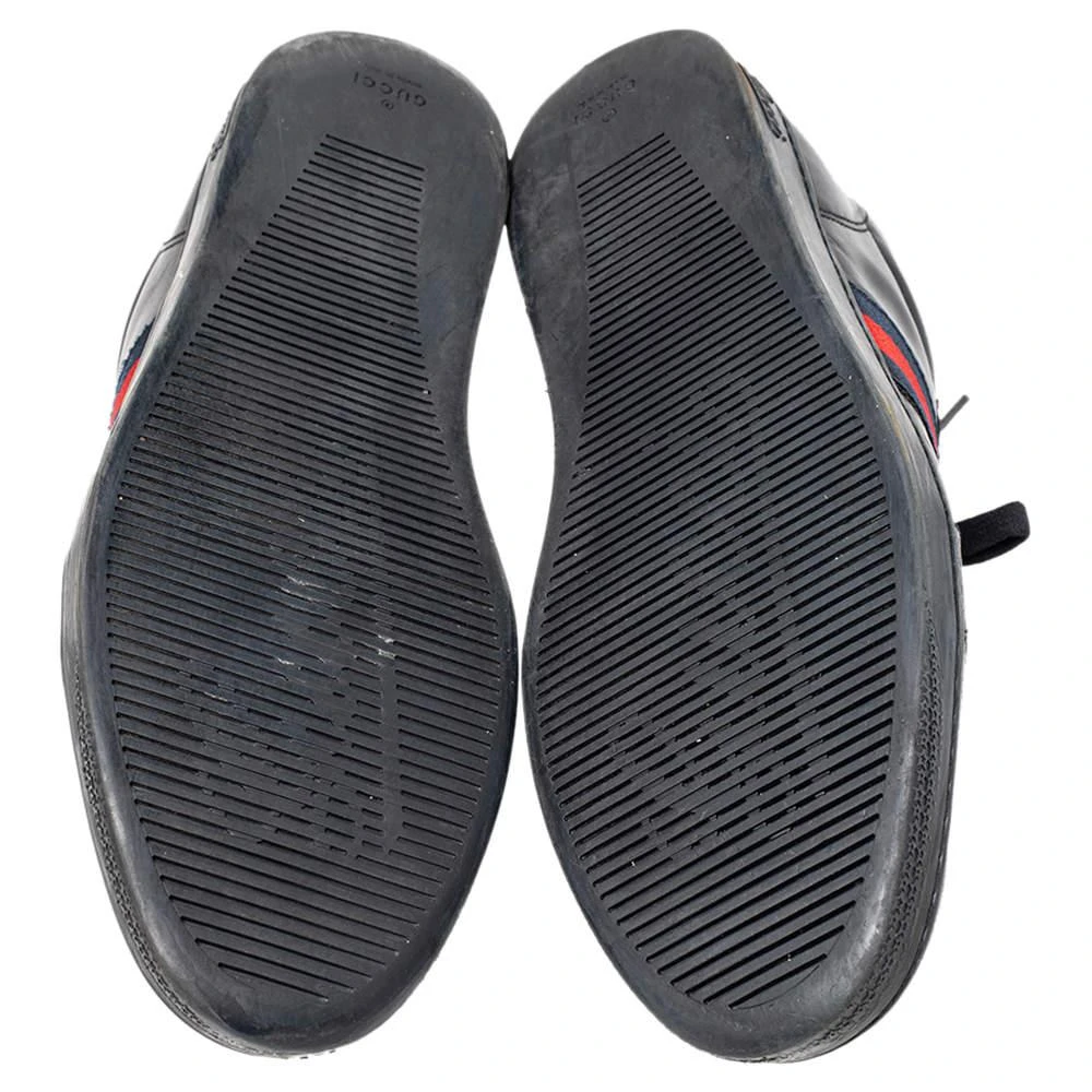 Gucci Gucci Navy Blue Leather And Canvas Web Low Top Sneakers Size 44 6