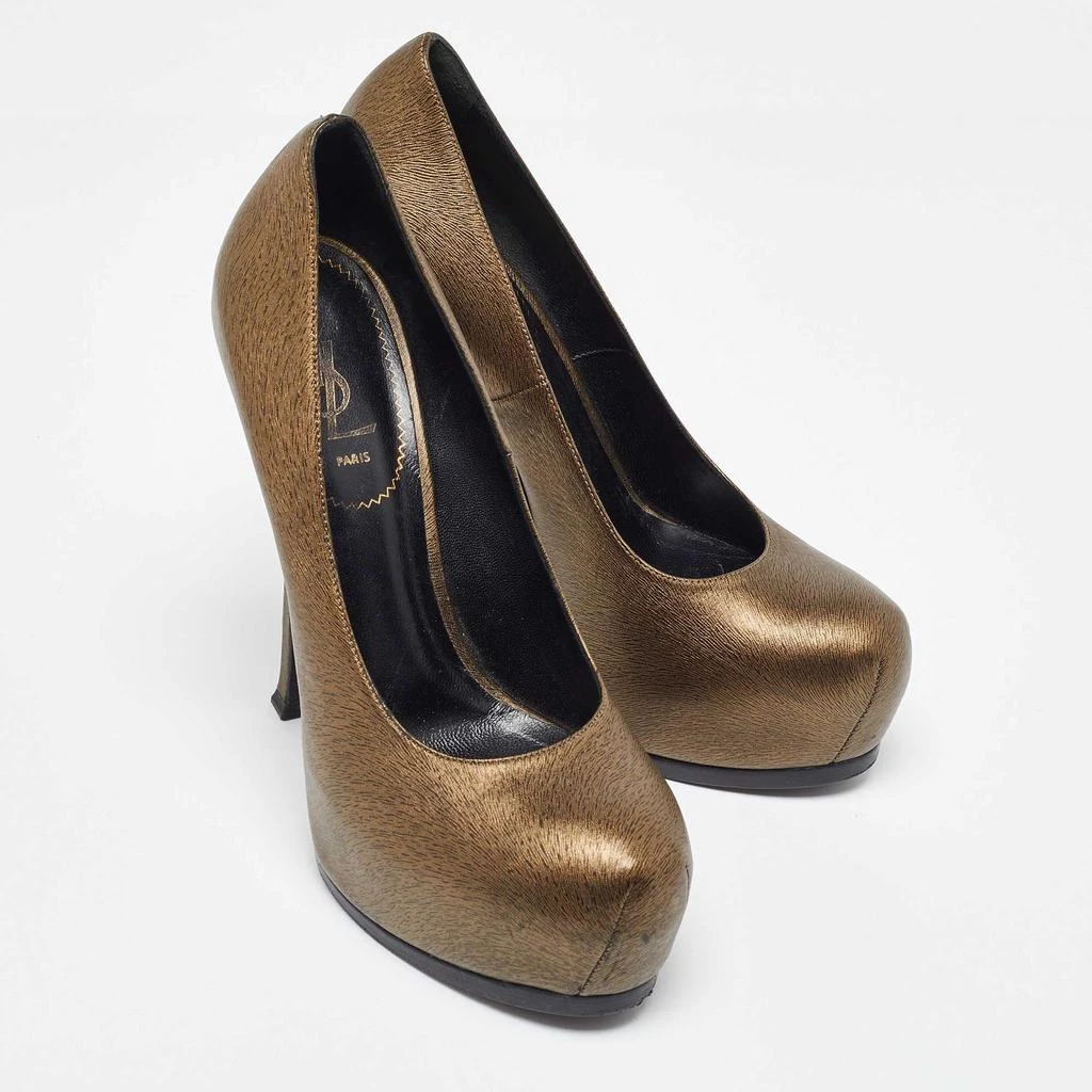 Yves Saint Laurent Yves Saint Laurent Gold Leather Tribtoo Platform Pumps Size 39 4