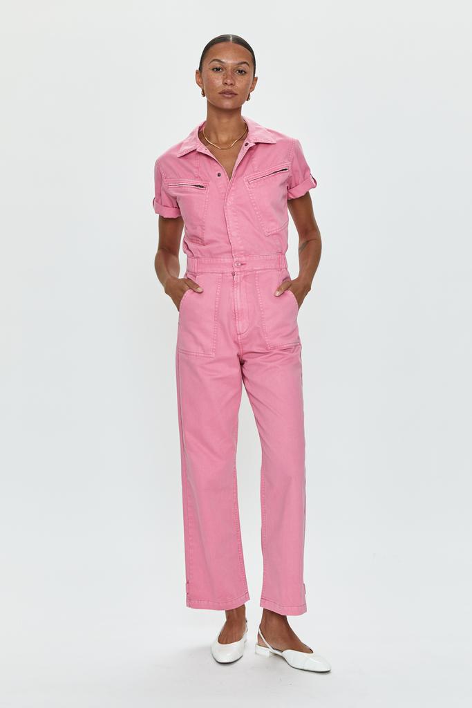 Pistola Denim Campbell Aviator Jumpsuit - Peony Pink