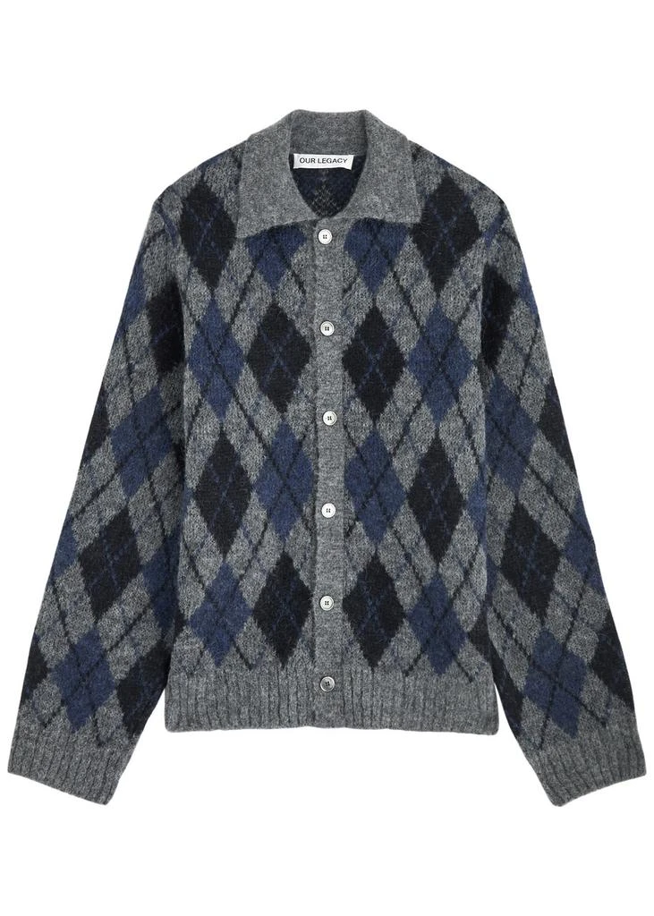 Our Legacy Evening Argyle alpaca-blend cardigan 1
