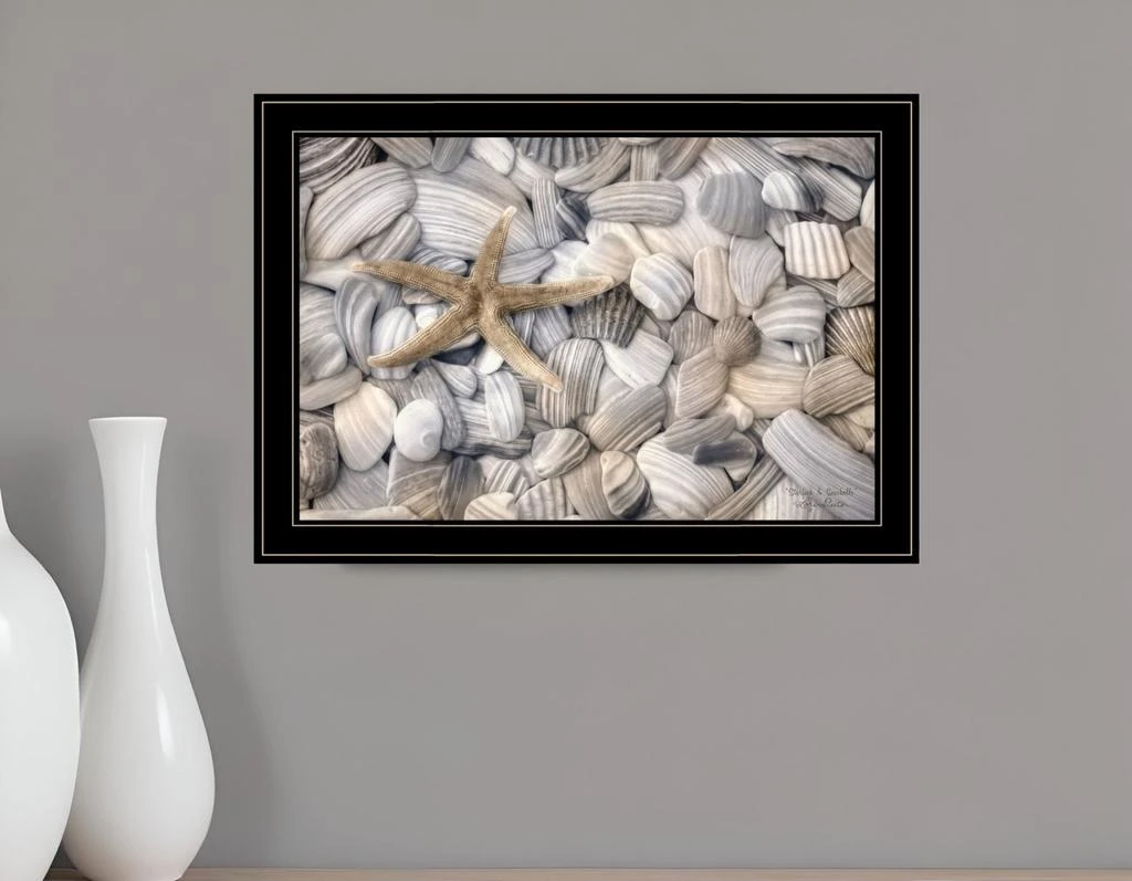 Hivvago Starfish and Seashells 4 Black Framed Print Wall Art