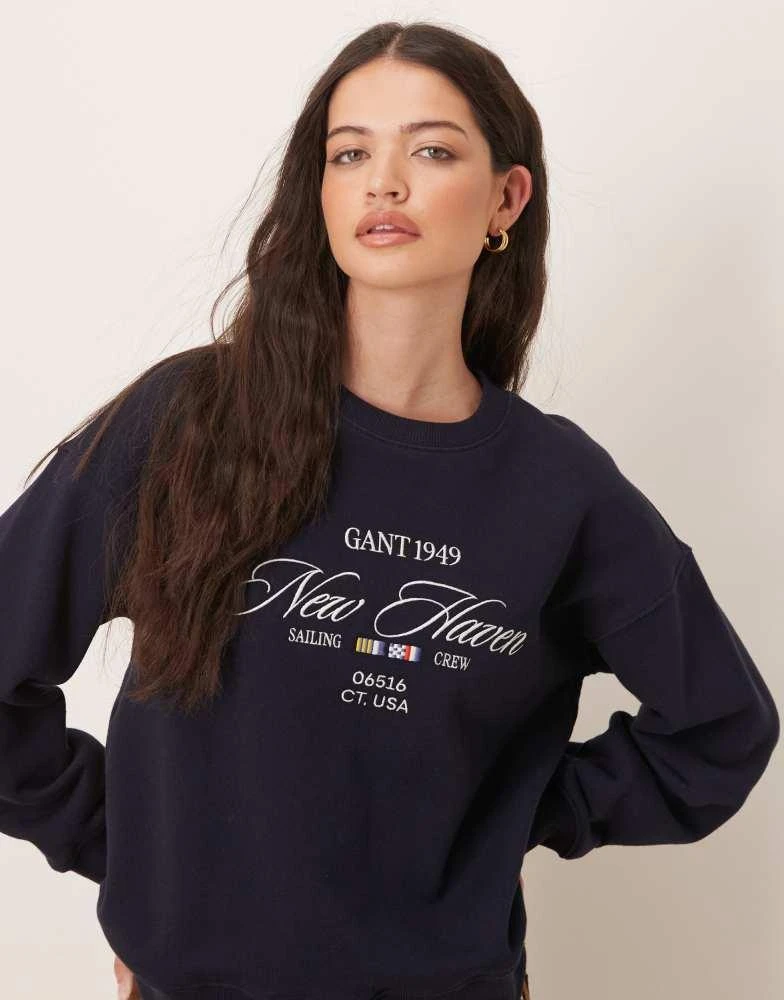 Gant GANT embroided 1949 logo sweatshirt in navy 1