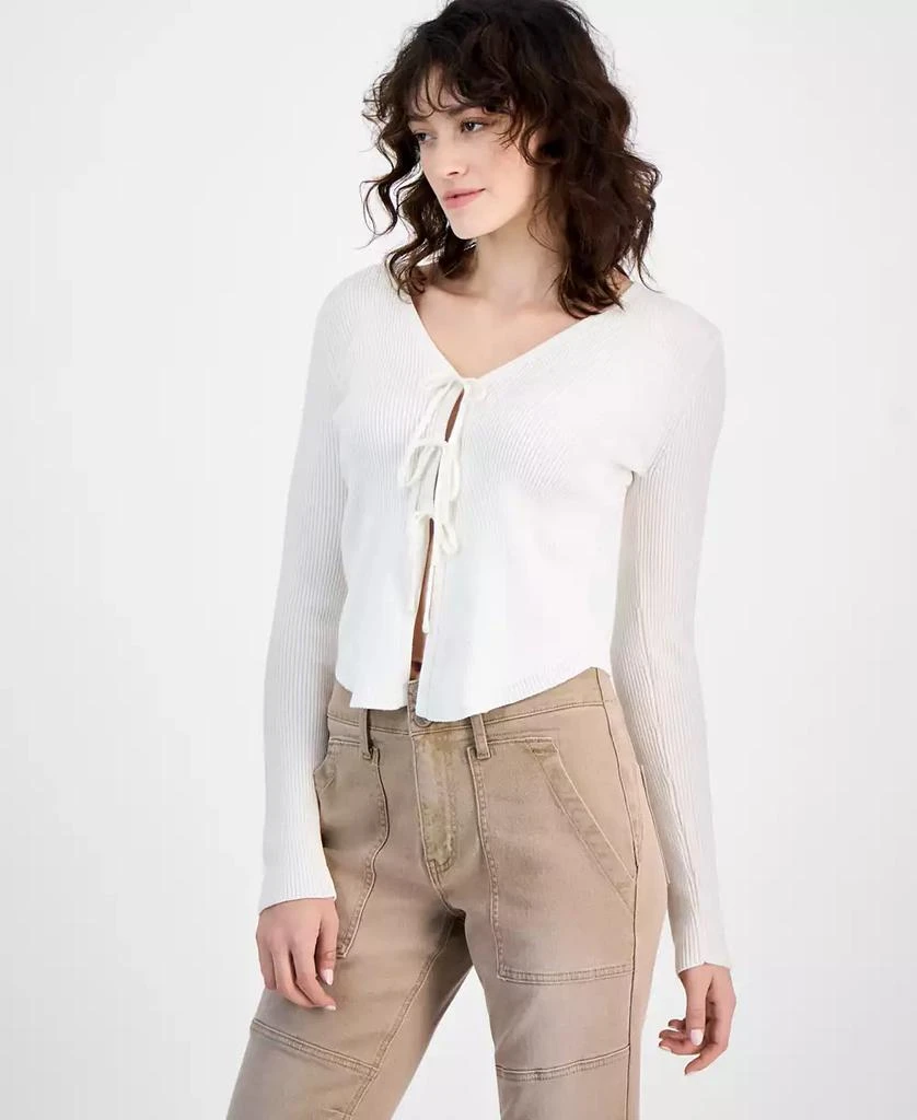 Ultra Flirt Juniors' Long-Sleeve Tie-Front Cardigan 1