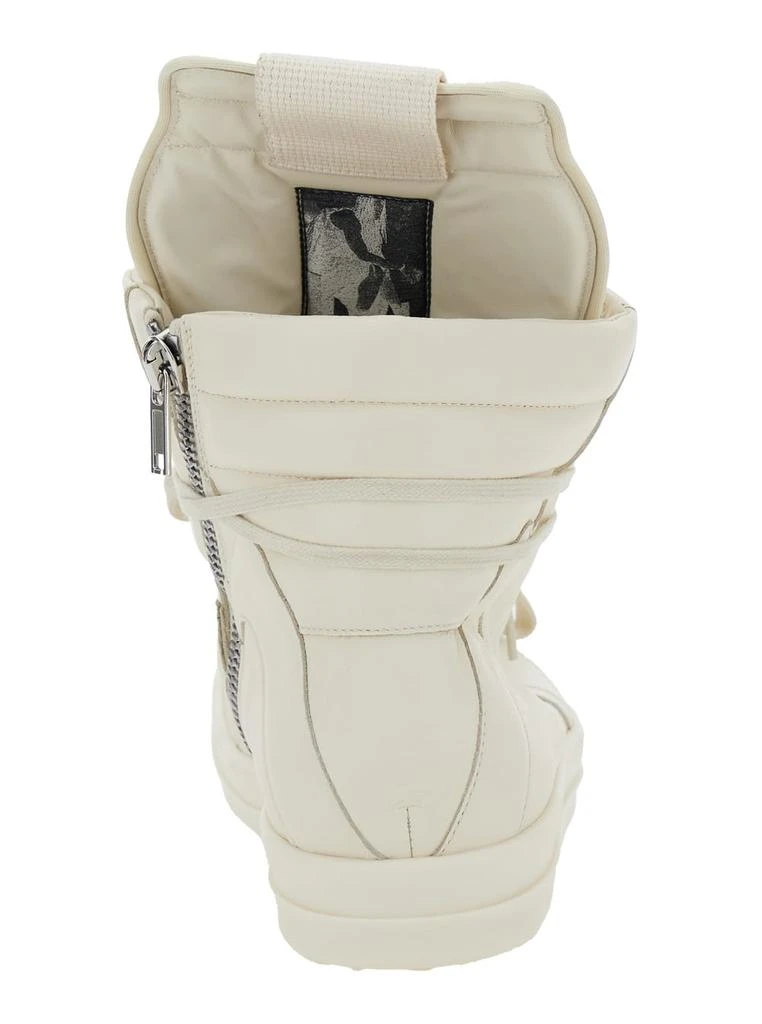 Rick Owens geo-basket White High-top Sneakers With Contrasting Details In Leather Woman 4