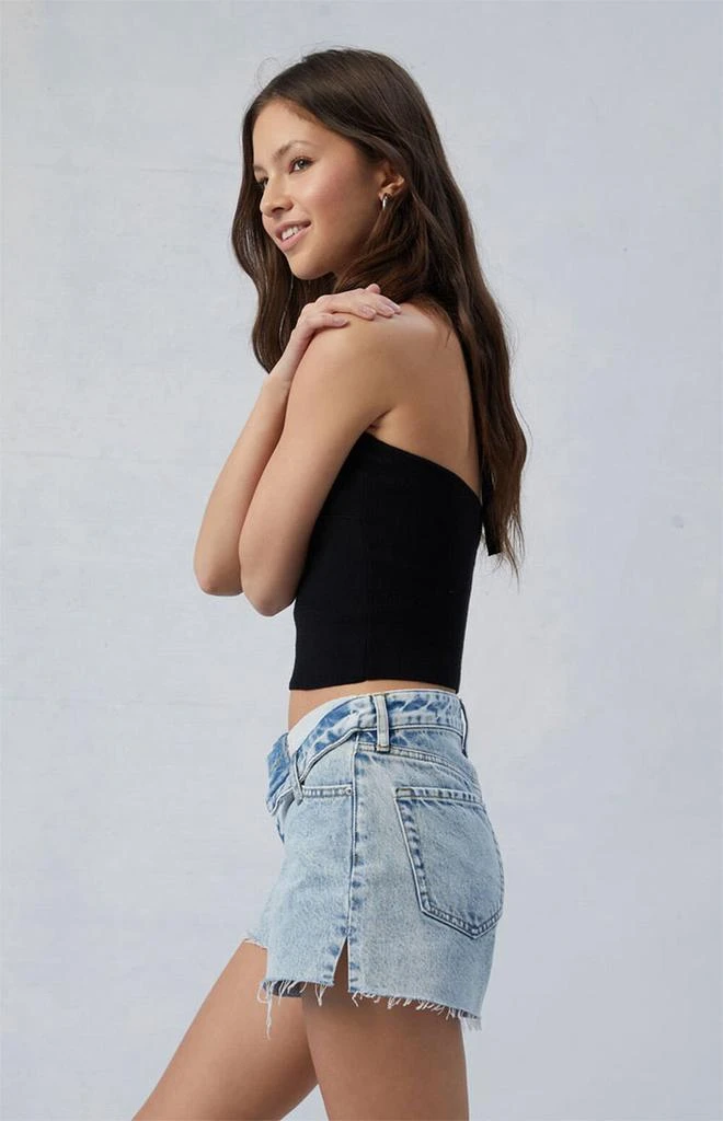 PacSun Light Indigo Ripped High Waisted Denim Festival Shorts 3