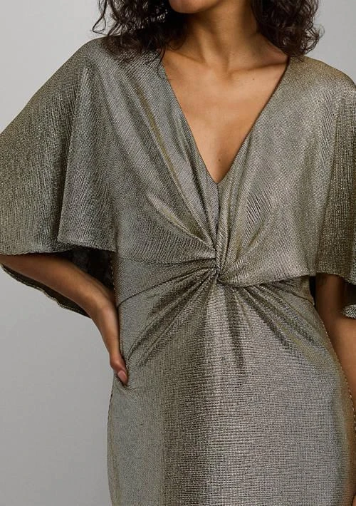 Shop Ralph Lauren Metallic Knit Twist Front Cape Gown on Sale at  BeyondStyle  Get 60% Off Ralph Lauren Metallic Knit Twist Front Cape Gown  with Limited-Time Flash Deals, Exclusive Discounts, and