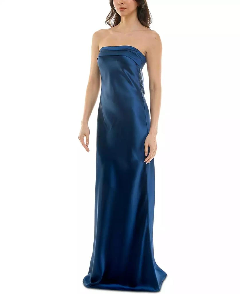 Emerald Sundae Juniors' Strapless Drape-Back Satin Gown, Created for Macy's 3