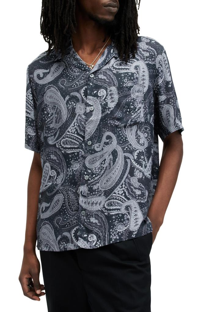 ALL SAINTS Zowie Relaxed Fit Paisley Print Camp Shirt