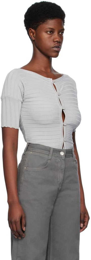 Low Classic Gray Boat Neck Cardigan 2