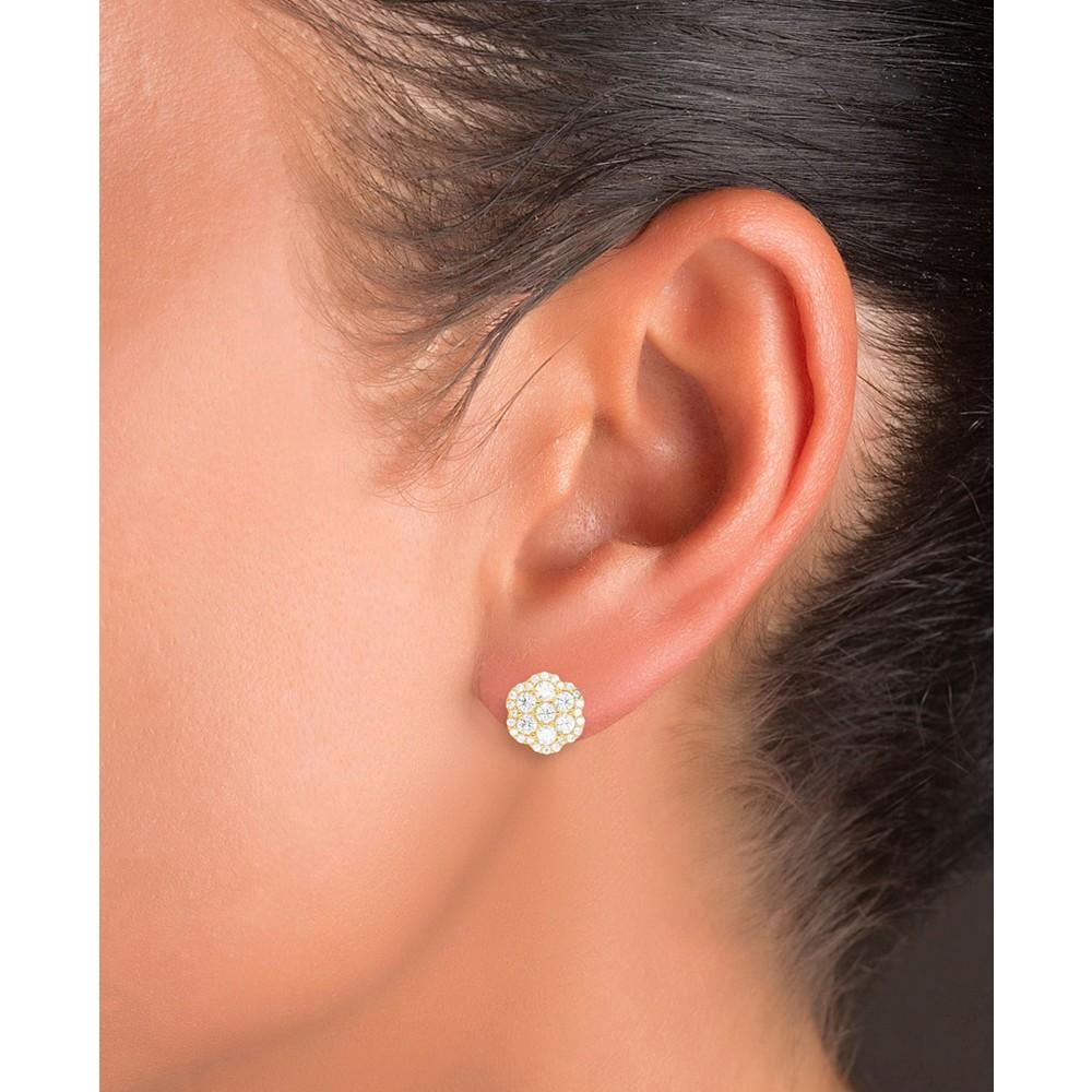 Macy's Cubic Zirconia Cluster Stud Earrings in 14k Gold-Plated Sterling Silver